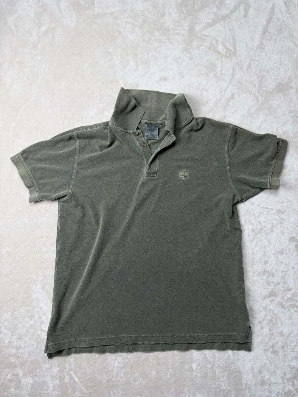 2000s Timberland Stratham Issue Polo Shirt Size L Olive Green Cotton